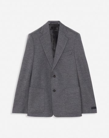 LANVIN Mens Coats & Jackets | Single-breasted jacket with patch pockets FLECKED DARK GRAY