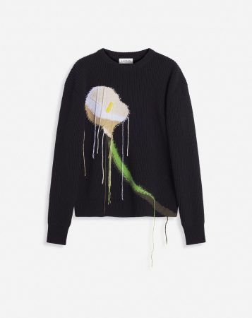 LANVIN Mens Knitwear & Sweatshirts | Intarsia wool and cashmere crew-neck sweater BLACK/MULTICOLOUR