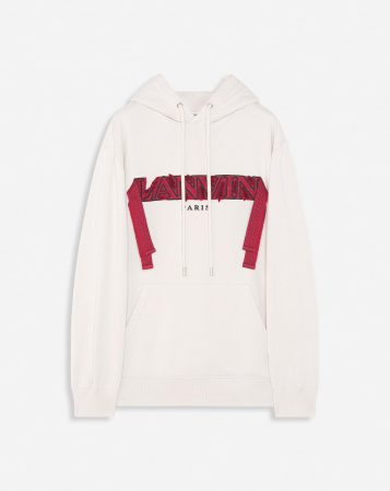 LANVIN Mens Knitwear & Sweatshirts | Oversized embroidered lanvin curb lace hoodie MASTIC