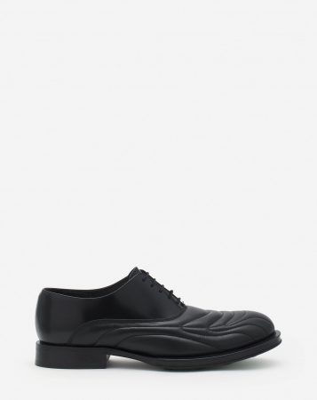 LANVIN Mens Loafers & Derbies | Medley leather richelieu shoe BLACK/GREEN
