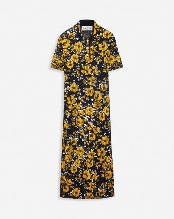 LANVIN Womens Dresses | Polo midi dress in printed silk and cotton BLACK/MULTICOLOR