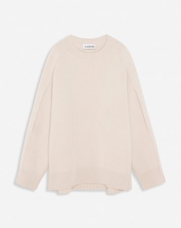 LANVIN Womens Knitwear | Wool and cashmere round-neck cape sweater PAPER