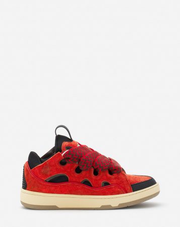 LANVIN Womens Sneakers | Leather curb sneakers POPPY RED/BLACK